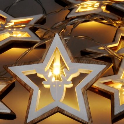 LED girlianda 10xLED/2xAA 1,8m šiltai balta