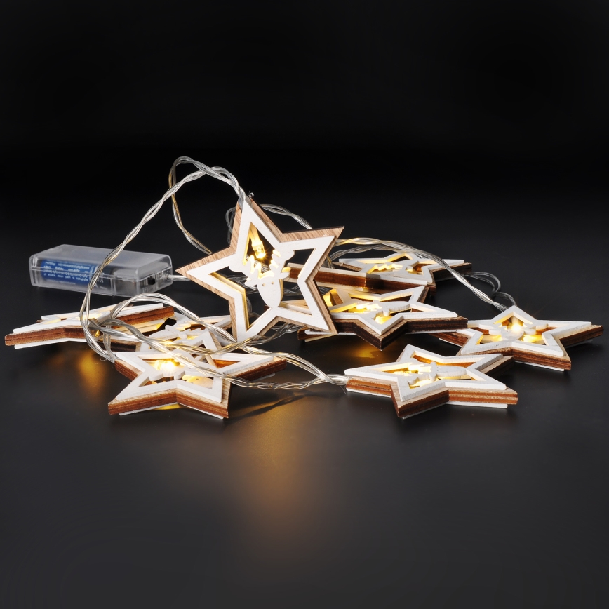 LED girlianda 10xLED/2xAA 1,8m šiltai balta