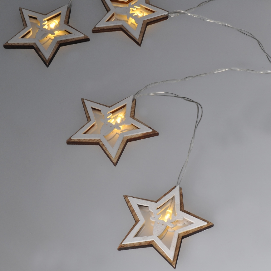 LED girlianda 10xLED/2xAA 1,8m šiltai balta