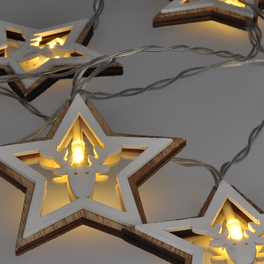 LED kalėdinė girlianda 10xLED/2xAA 1,8m šilta balta
