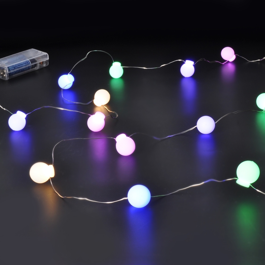 LED kalėdinė girlianda 20xLED/2xAA 2,3 m daugiaspalvis