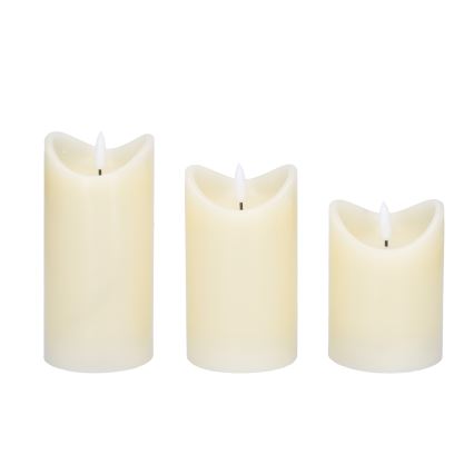 KOMPLEKTAS 3x LED Natūralaus vaško žvakė LED/3xAAA/šilta balta
