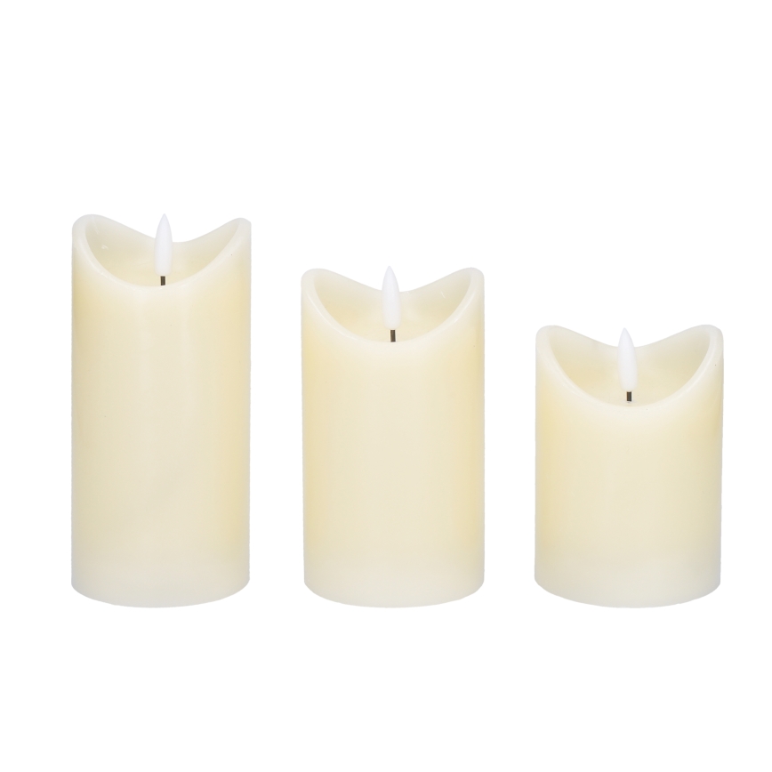 KOMPLEKTAS 3x LED Natūralaus vaško žvakė LED/3xAAA/šilta balta