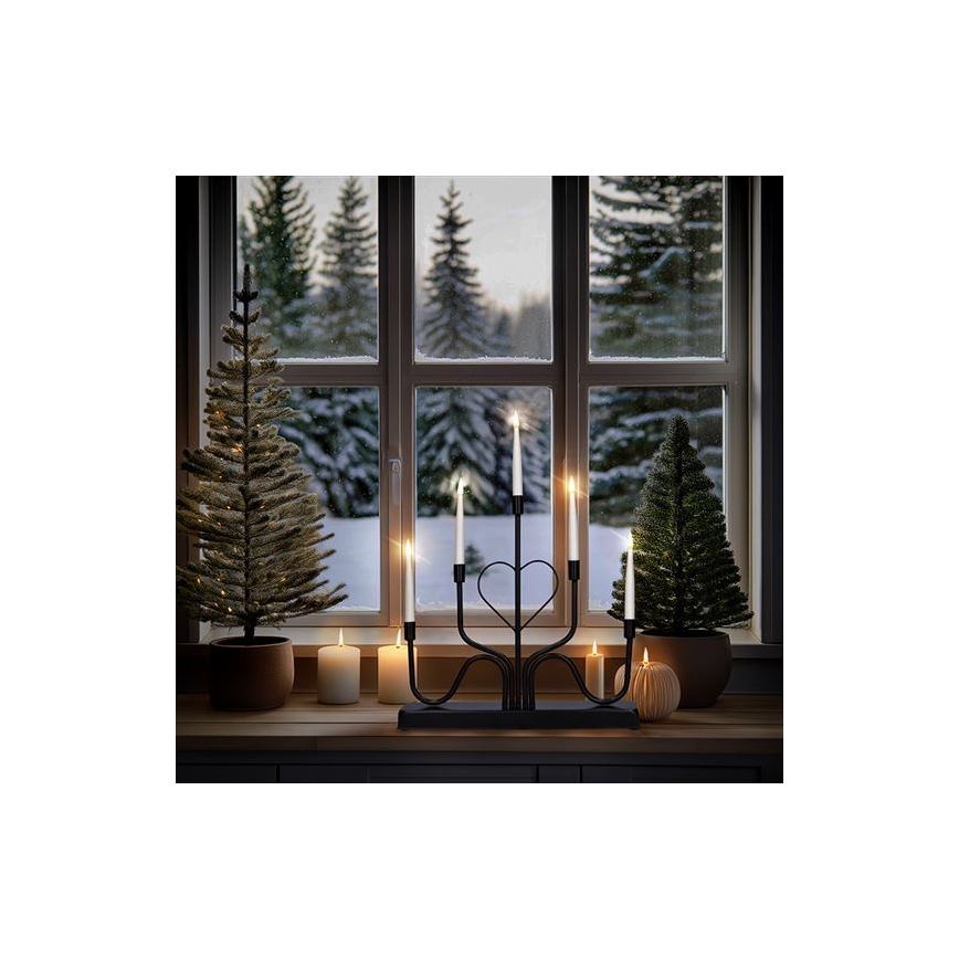 LED kalėdinė žvakidė, 5xLED/2xAA, šiltai balta