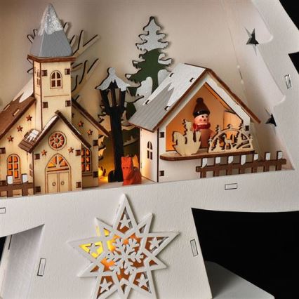 LED kalėdinė dekoracija 13xLED/2xAA medinė eglutė