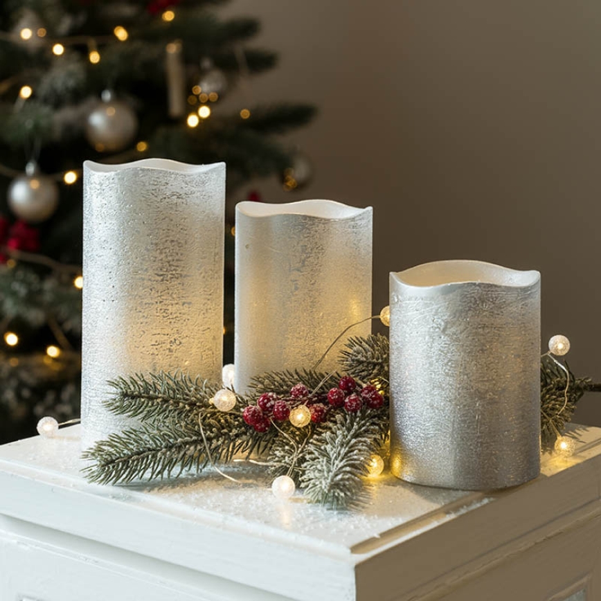 Rinkinys — 3 LED žvakės, LED/3×AAA, šiltai balta