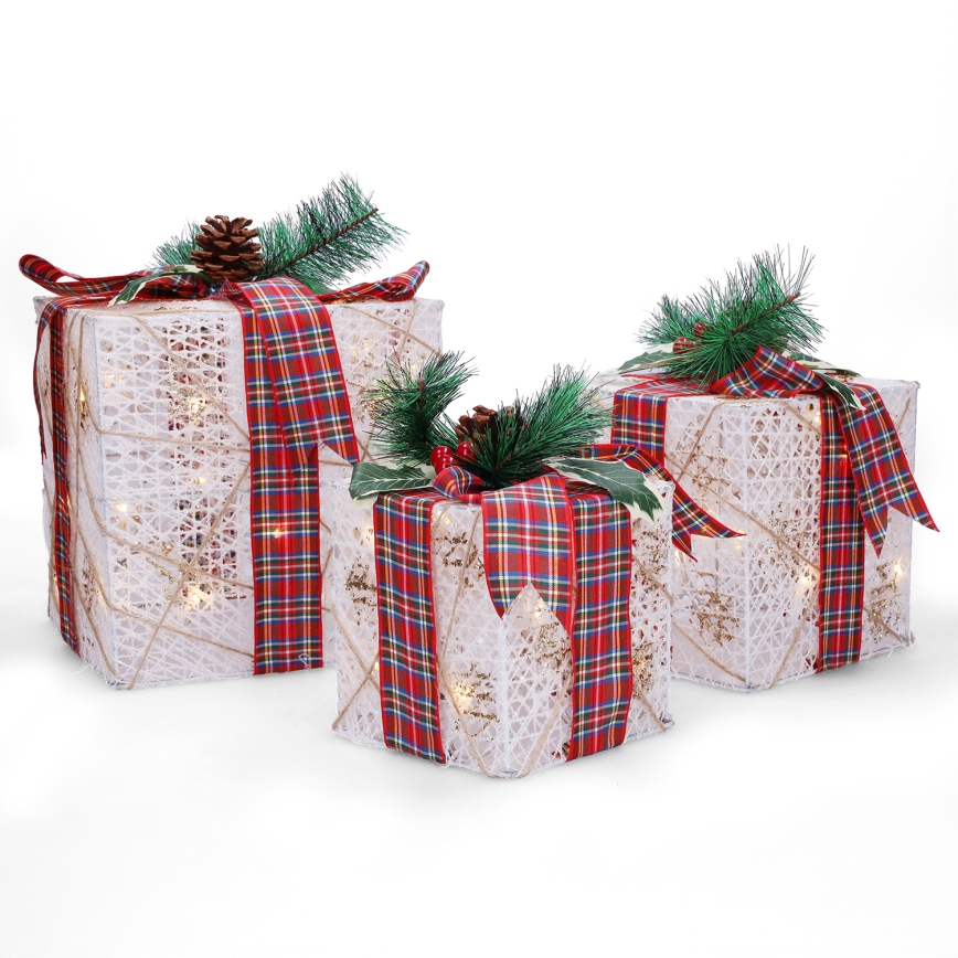 RINKINYS 3x LED Kalėdinė dovana 48xLED/3,6W/230V IP44 šiltai balta