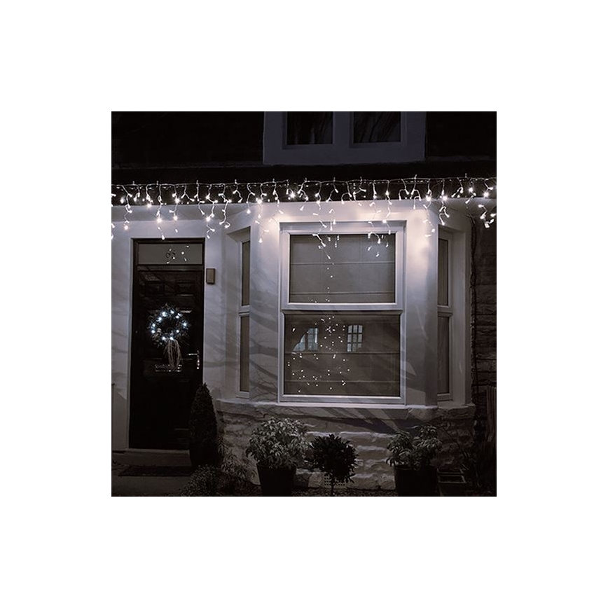 LED lauko užuolaida 120 x LED / 8 režimai, 9 m, IP44, šiltai balta