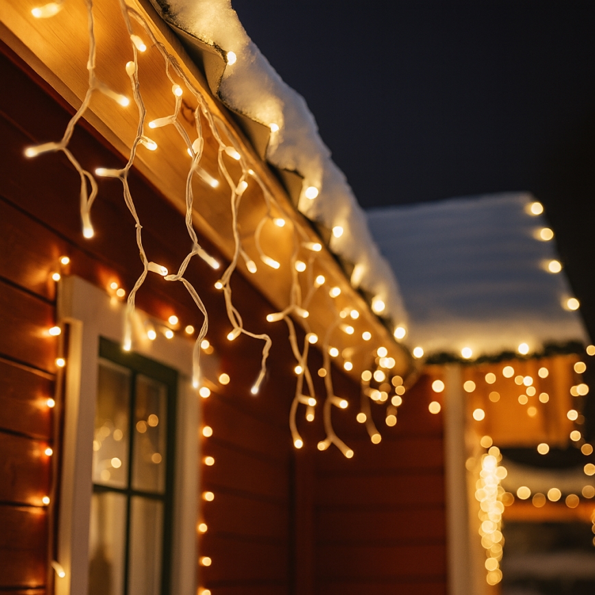 LED lauko užuolaida 360xLED/8 funkcijų 15m IP44 šiltai balta
