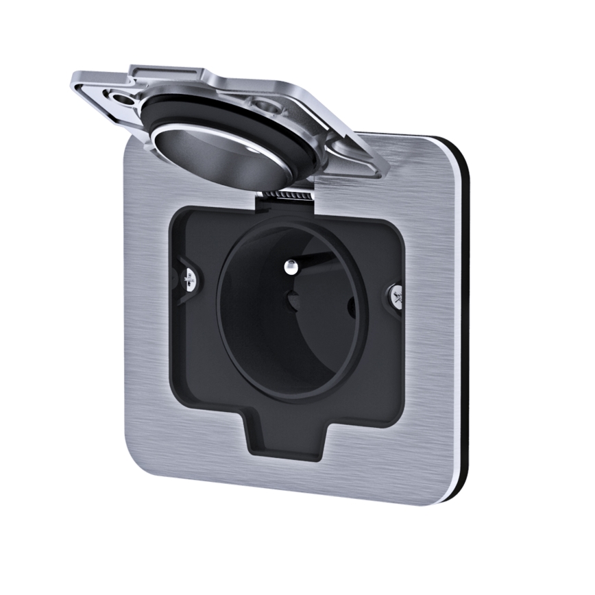 Lauko įmontuotas grindų socket IP55 kampinis