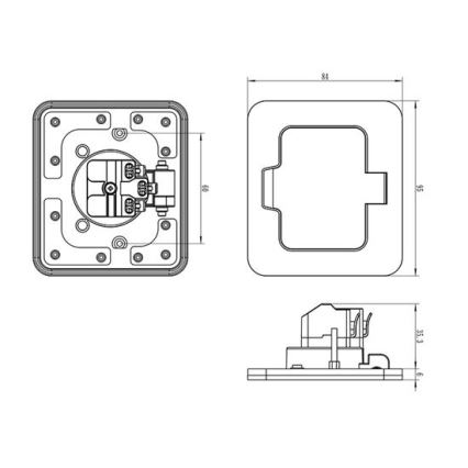 Lauko įmontuotas grindų lizdas IP55 juoda stačiakampis