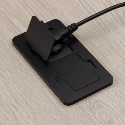 Lauko įmontuotas grindų dvigubas lizdas IP55 juoda stačiakampis