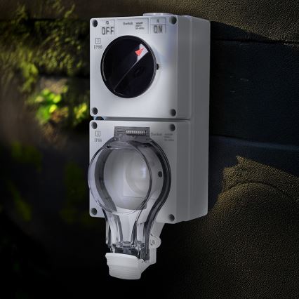 Lizdas drėgnoms patalpoms su jungikliu 230V/16A IP66