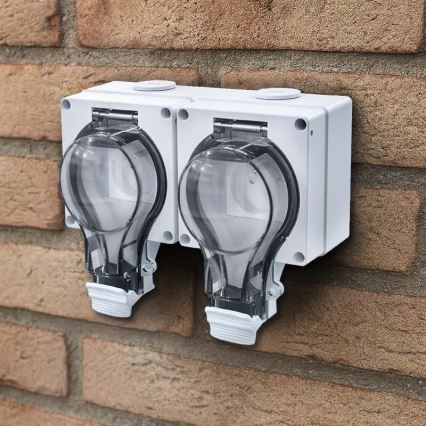 Dvigubas lizdas drėgnoms patalpoms 230V/16A IP66