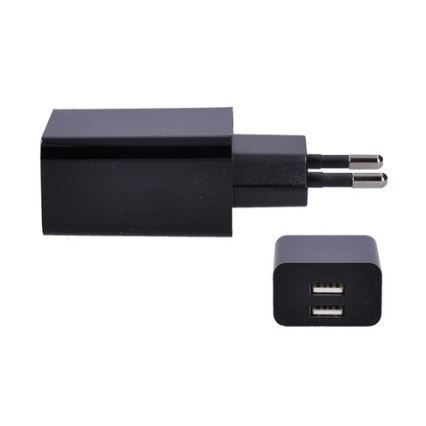 Įkrovimo adapteris 2xUSB/3100mA/230V juodas