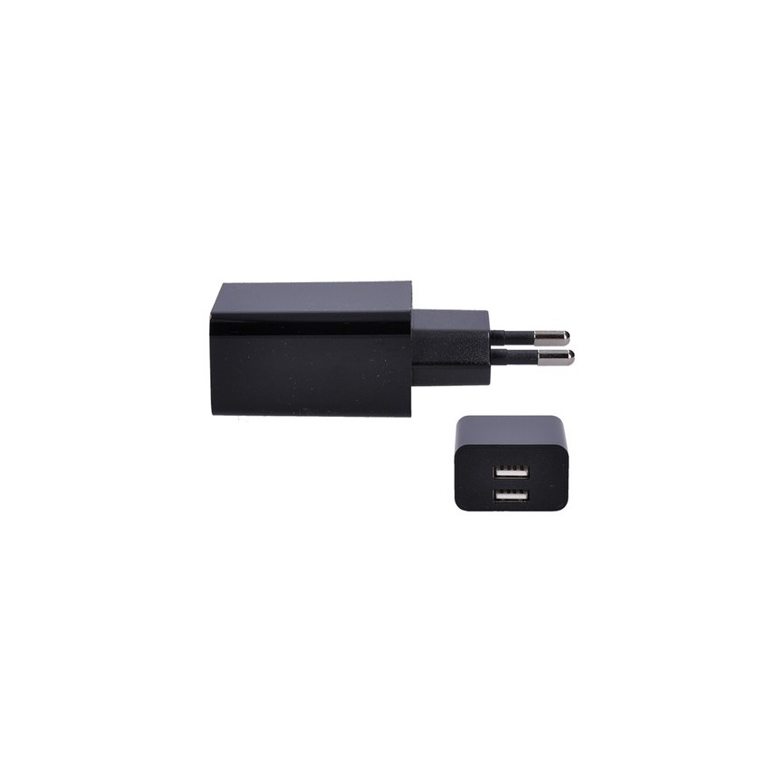 Įkrovimo adapteris 2xUSB/3100mA/230V juodas
