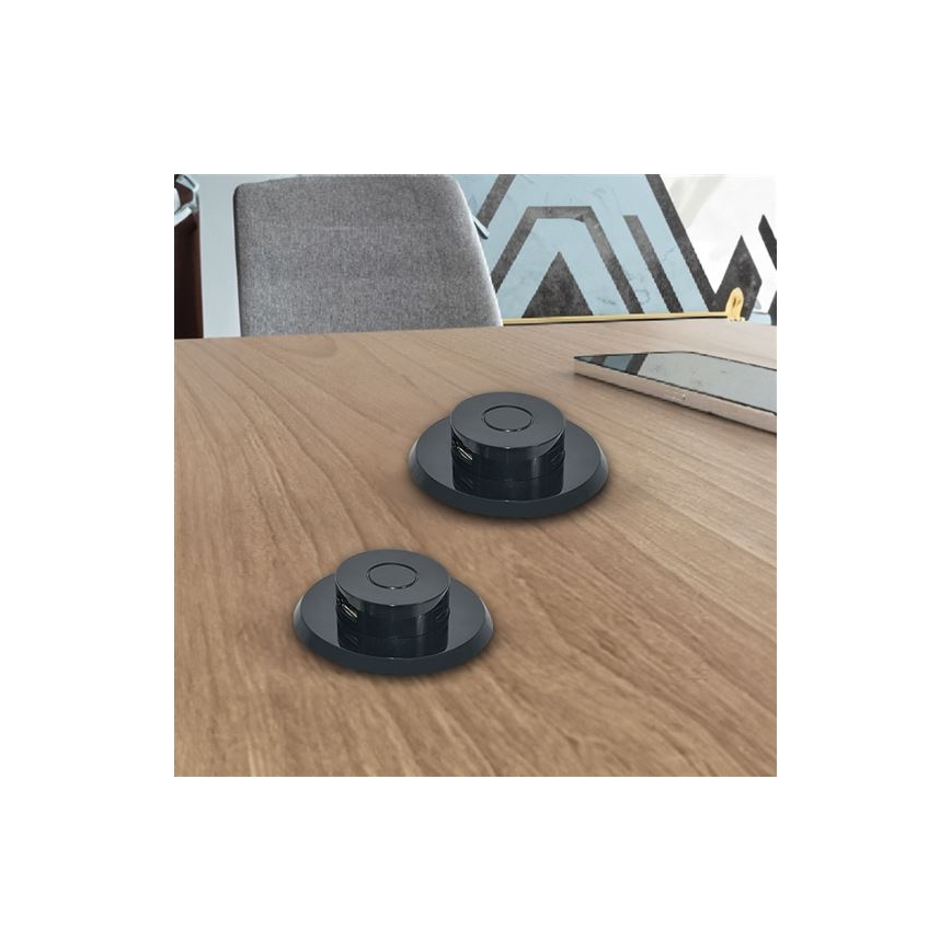 Įmontuojamas USB įkroviklis USB A+C juodas