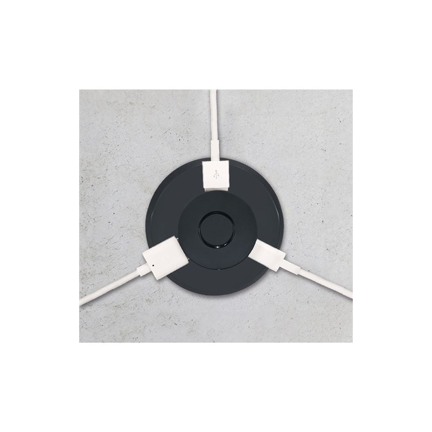 Įmontuojamas USB įkroviklis USB A+C juodas