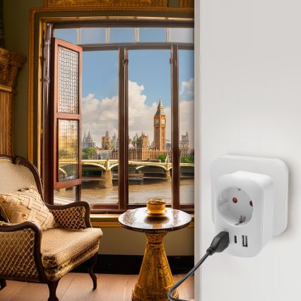 Kelioninis adapteris JK 230V 2x USB-A + 1x USB-C