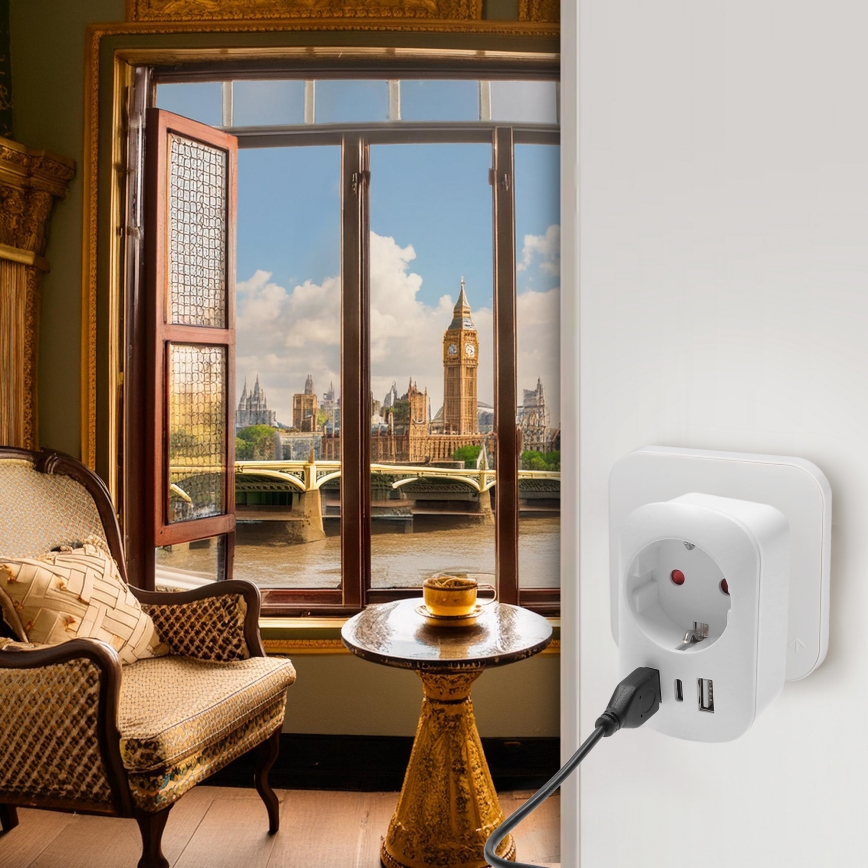 Kelioninis adapteris JK 230V 2x USB-A + 1x USB-C