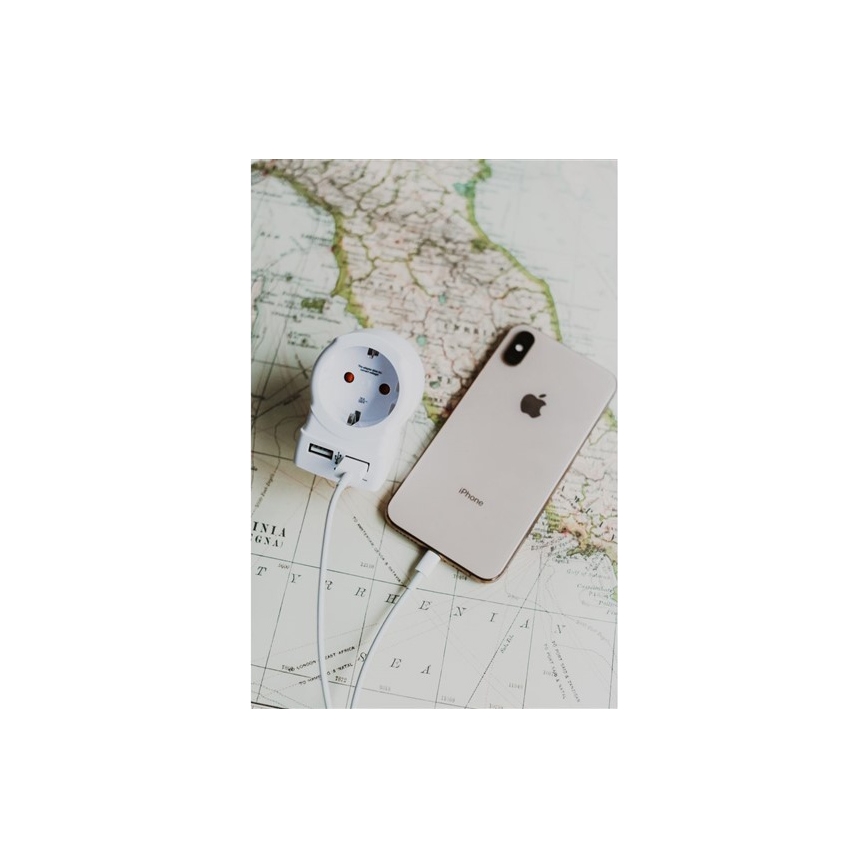 Kelioninis adapteris JK 230 V + 2x USB prievadai
