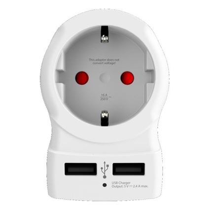 Kelioninis adapteris JK 230 V + 2x USB prievadai