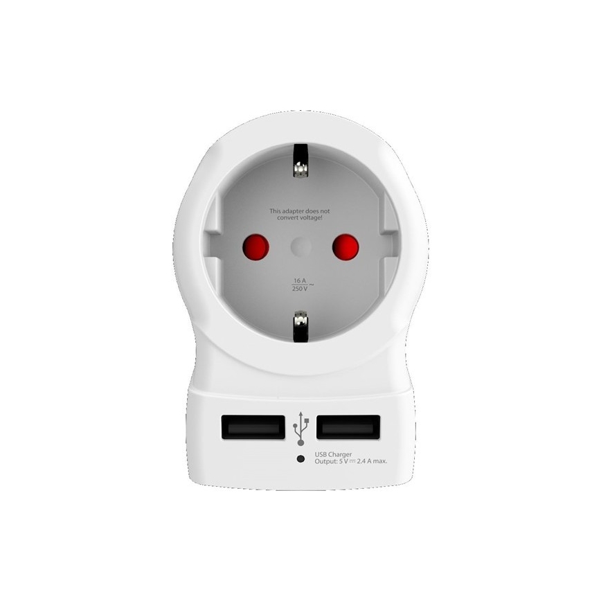 Kelioninis adapteris JK 230 V + 2x USB prievadai