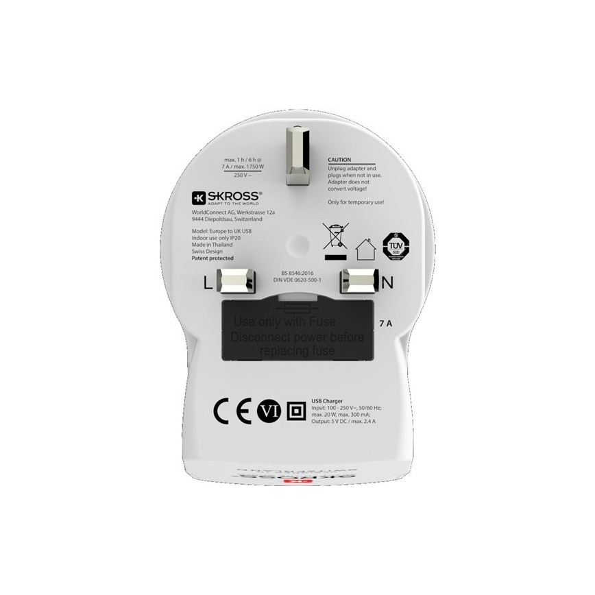 Kelioninis adapteris JK 230 V + 2x USB prievadai