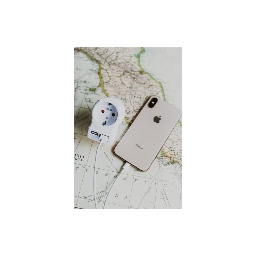 Kelionės adapteris JAV 230V + 2x USB prievadai
