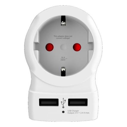 Kelionės adapteris JAV 230V + 2x USB prievadai