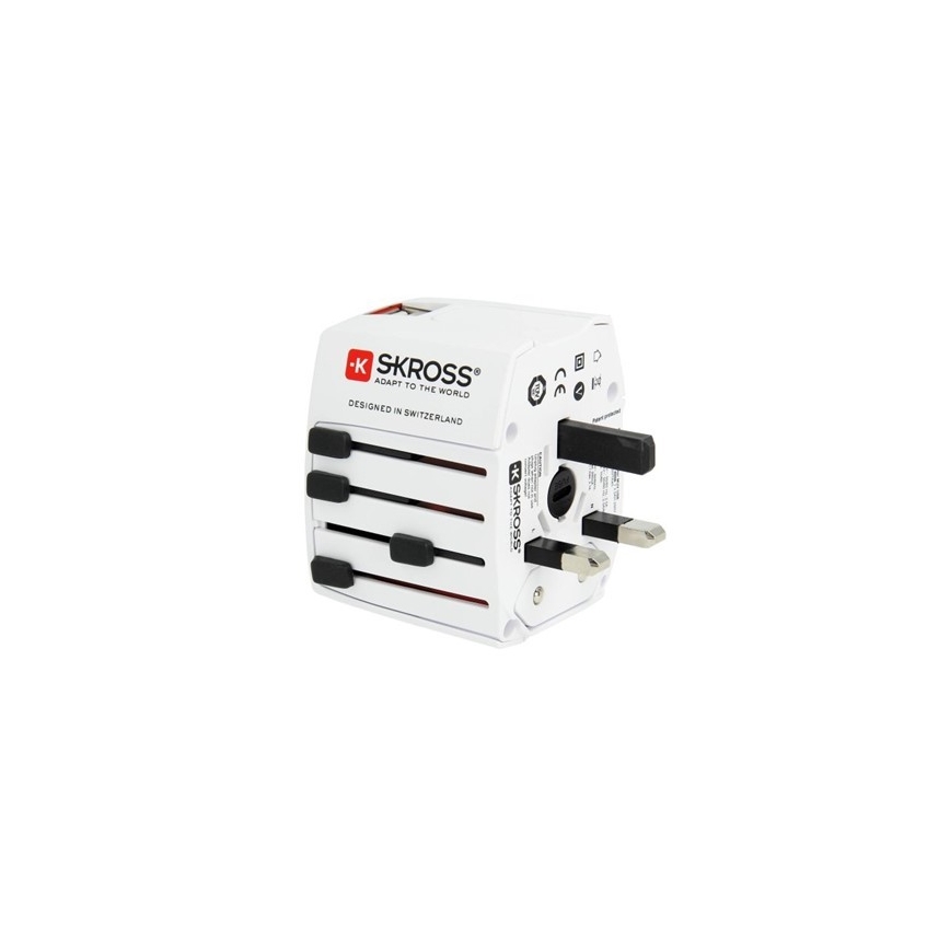 Tarptautinis kelioninis adapteris 230V + 2x USB jungtis