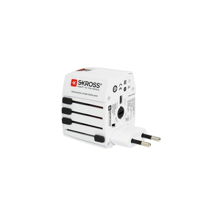 Tarptautinis kelioninis adapteris 230V + 2x USB jungtis