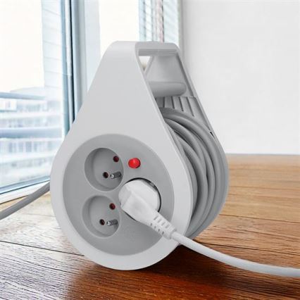 3 lizdų pratęsimo kabelis ant ritės, 10 m