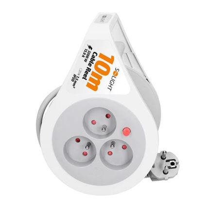 3 lizdų pratęsimo kabelis ant ritės, 10 m