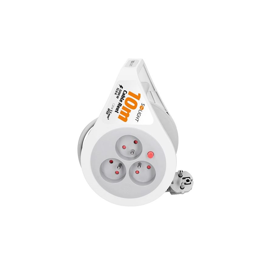 3 lizdų pratęsimo kabelis ant ritės, 10 m