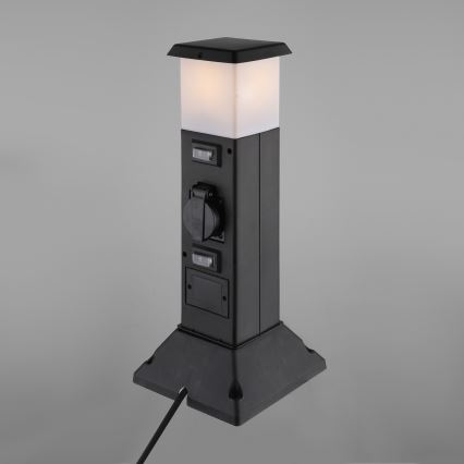Lauko lempa su 2 lizdais 1xE14/15W/230V IP44 juoda