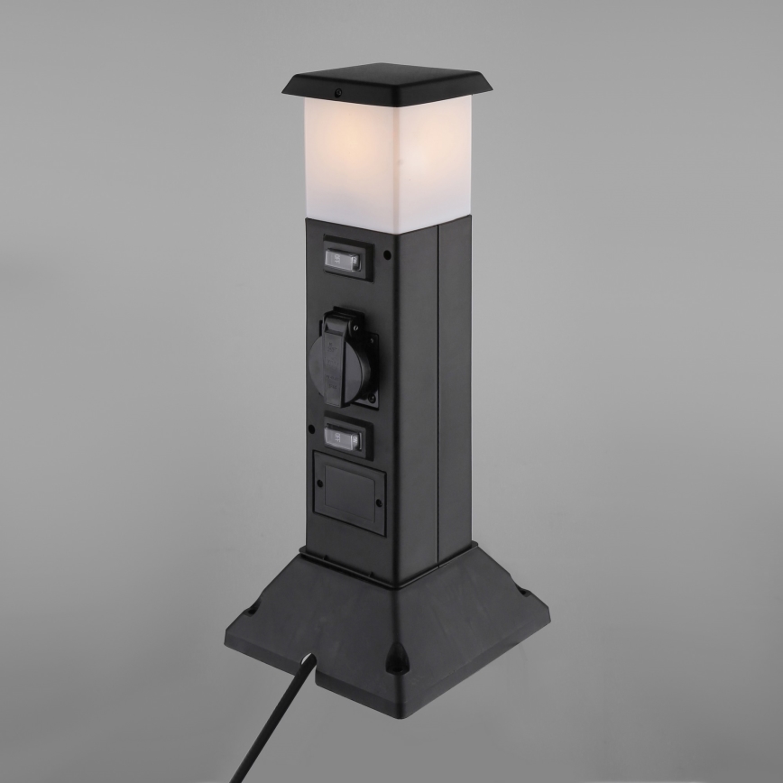 Lauko lempa su 2 lizdais 1xE14/15W/230V IP44 juoda