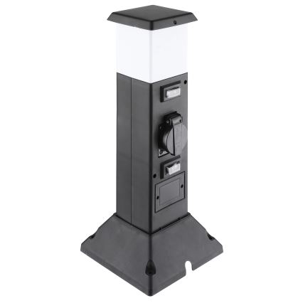 Lauko lempa su 2 lizdais 1xE14/15W/230V IP44 juoda
