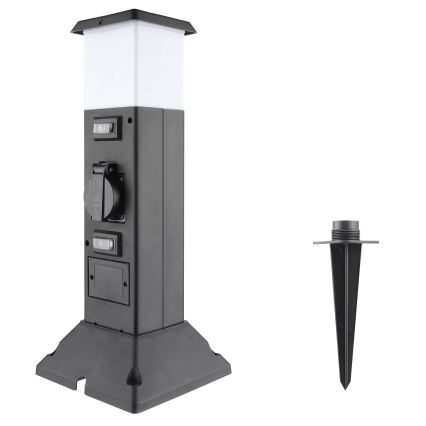 Lauko lempa su 2 lizdais 1xE14/15W/230V IP44 juoda