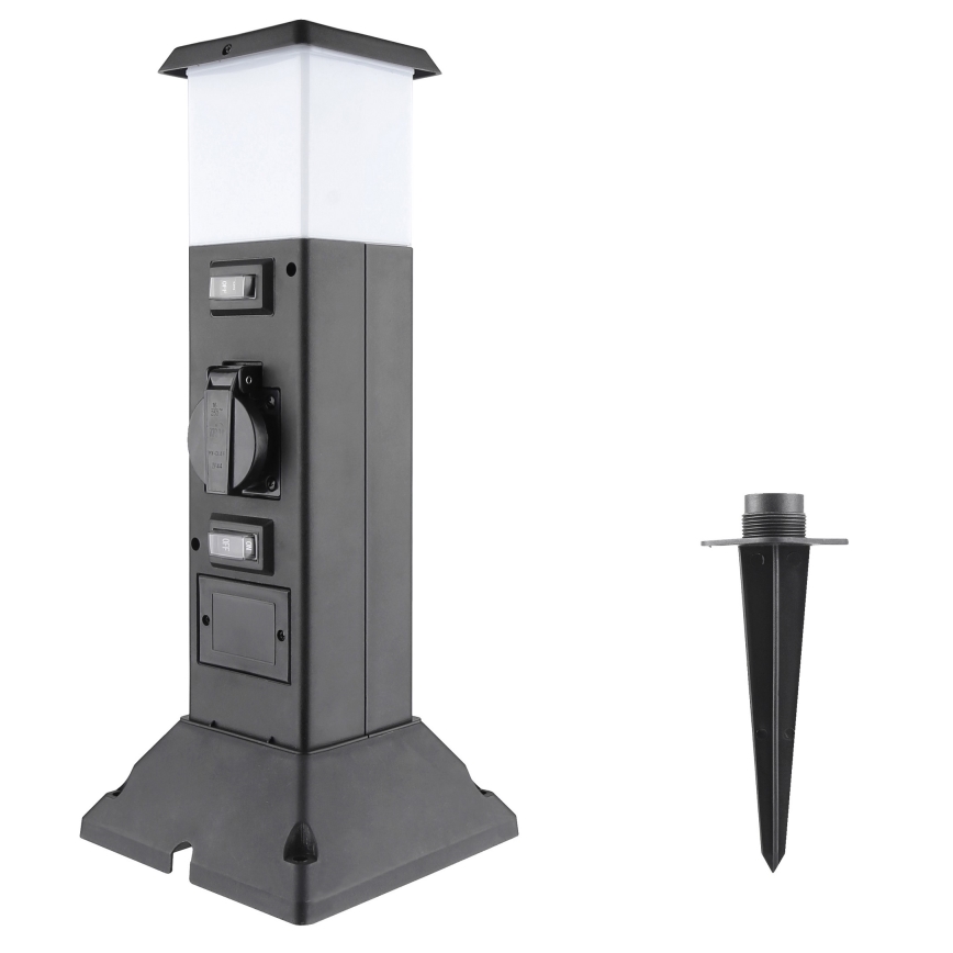 Lauko lempa su 2 lizdais 1xE14/15W/230V IP44 juoda