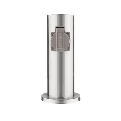 Lauko kištukinių lizdų stulpas 2Z 230V IP44 matinis chromas apvalus