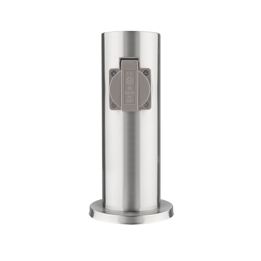 Lauko kištukinių lizdų stulpas 2Z 230V IP44 matinis chromas apvalus