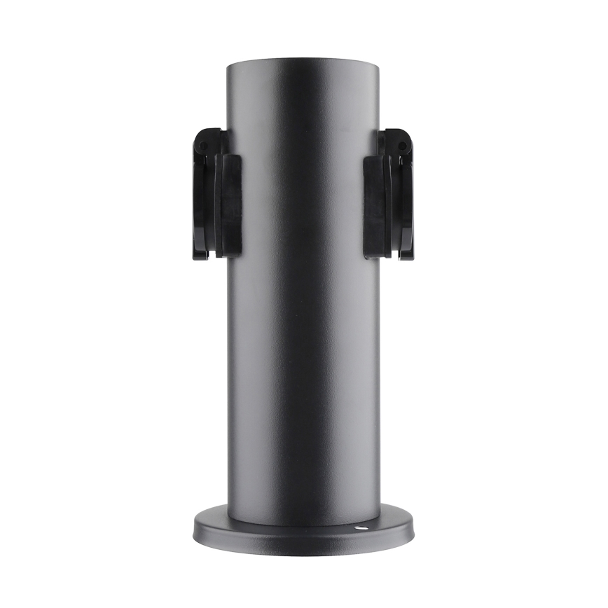 Lauko kištukinių lizdų stulpas 2Z 230V IP44 juoda kampinis