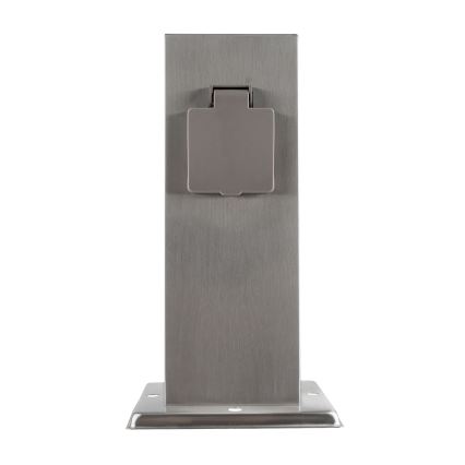 Lauko kištukinių lizdų stulpas 2Z 230V IP44 matinis chromas kampinis