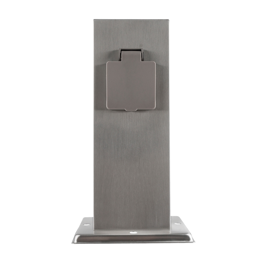 Lauko kištukinių lizdų stulpas 2Z 230V IP44 matinis chromas kampinis