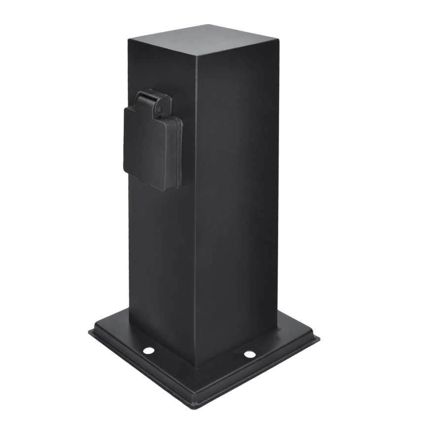 Lauko kištukinių lizdų stulpas 2Z 230V IP44 juoda kampinis