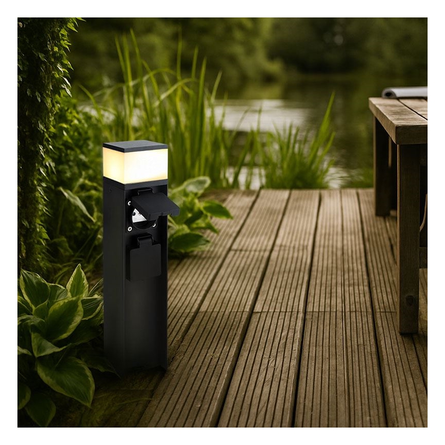 Lauko šviestuvas su 2 lizdais, 1xG9/11W/230V, IP44, juodas