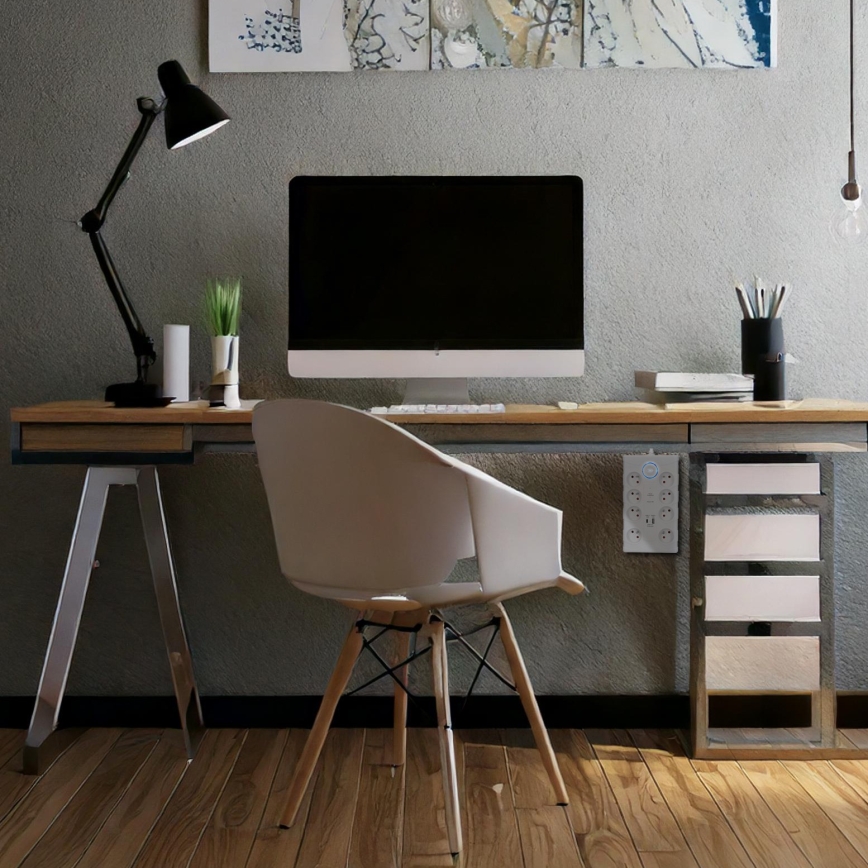 Prailgintojas su jungikliu ir apsauga nuo viršįtampių, 8 lizdų (Tipas E) + 1x USB-A + 1x USB-C, 2 m, baltas