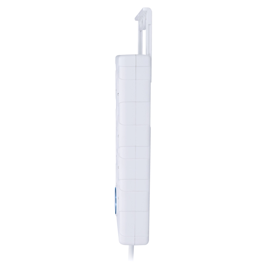 Prailgintuvas su jungikliu, 8 lizdų, E tipo + 1x USB-A + 1x USB-C, 2 m, baltas