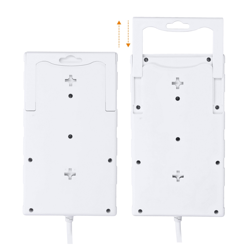 Prailgintuvas su jungikliu, 8 lizdų, E tipo + 1x USB-A + 1x USB-C, 2 m, baltas